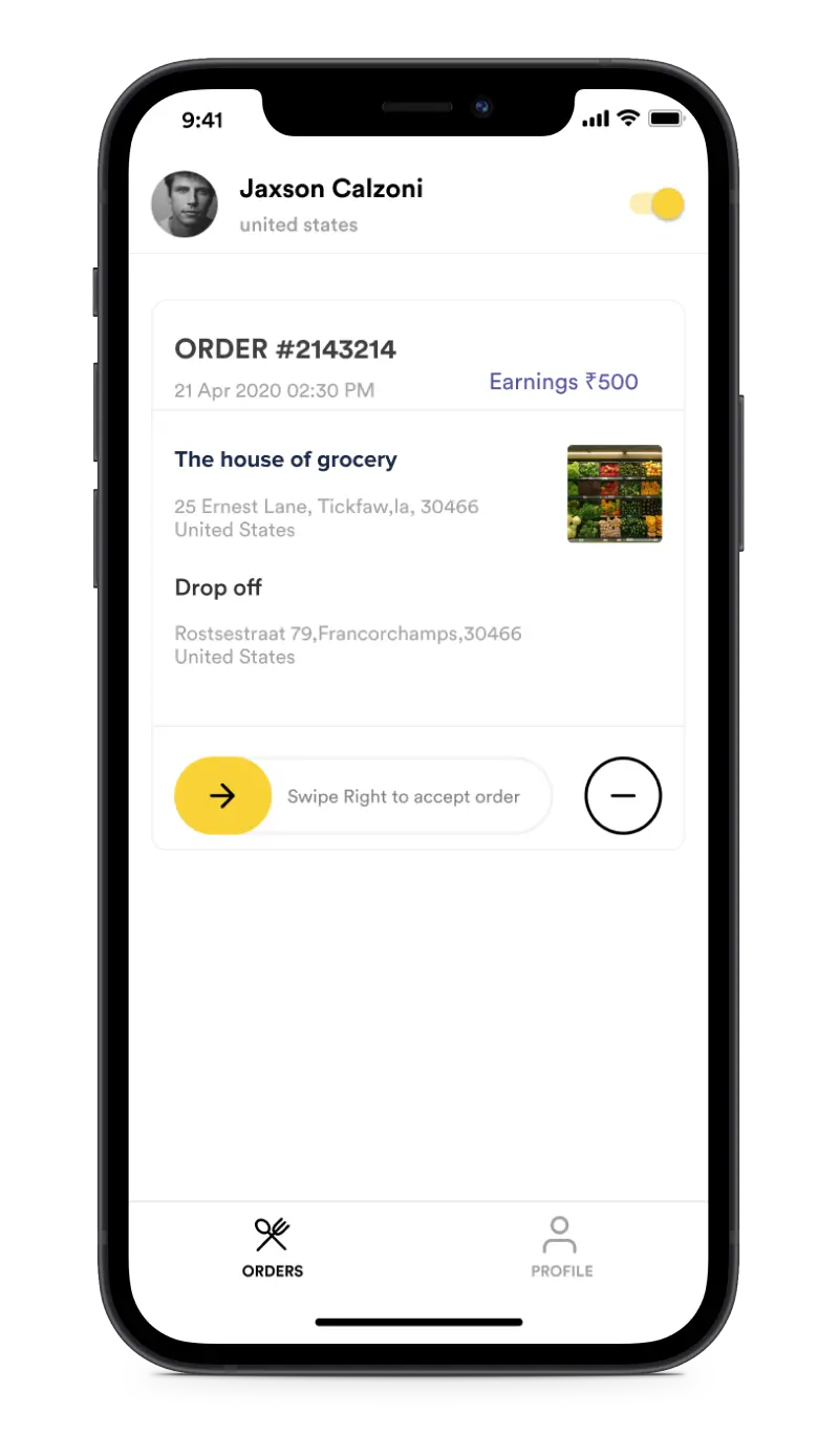 Postmates Alternative Driver Partner App Interface