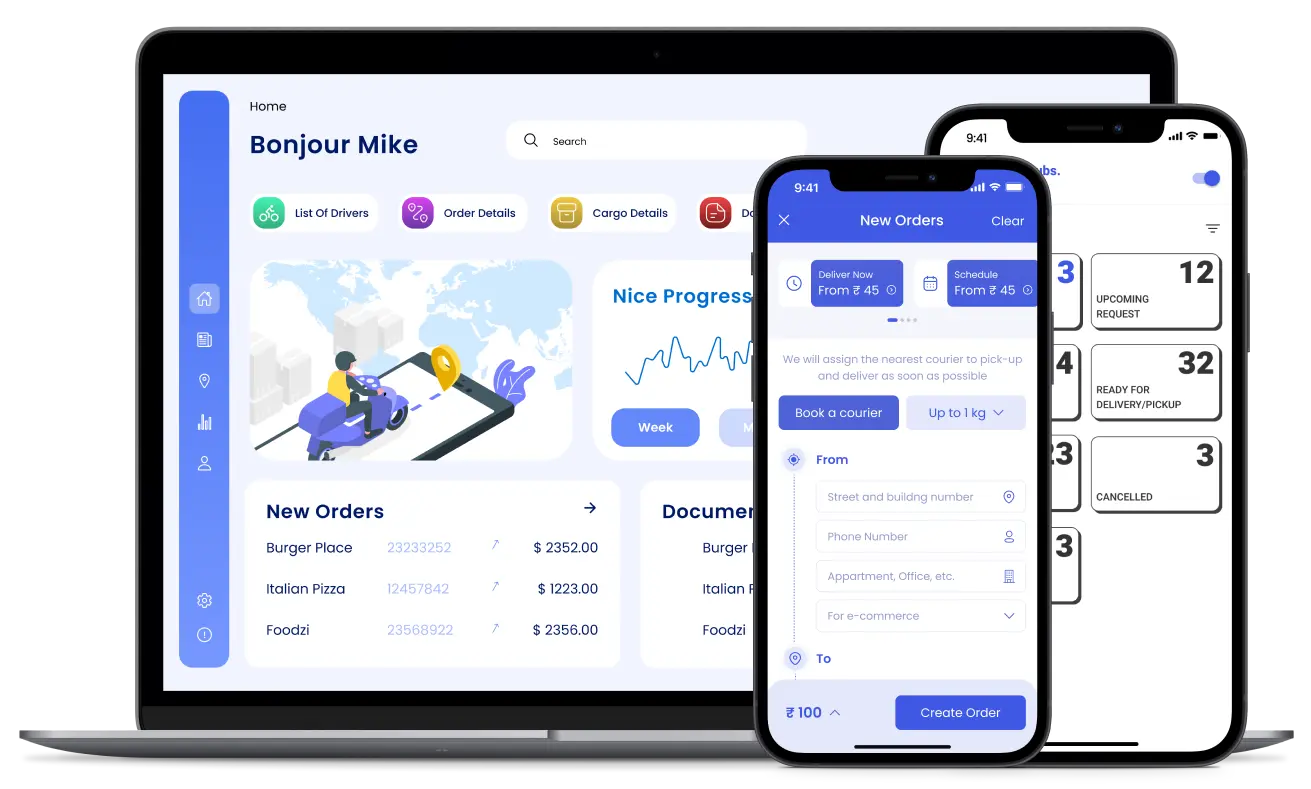 Online Courier Delivery system App interface