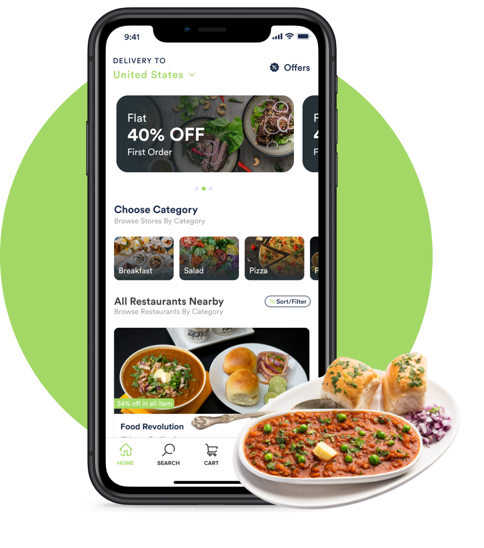 Delivery Hero clone app interface