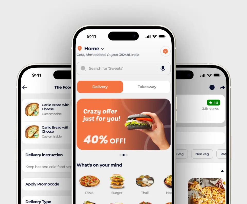 Customizable branded mobile app interface for food delivery enterprises