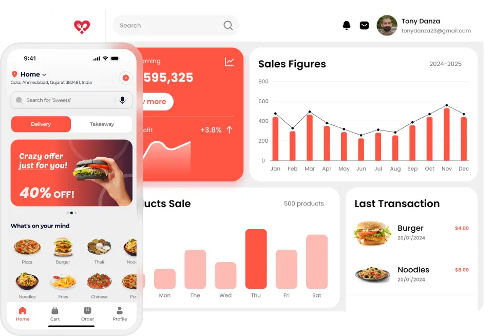 Online food ordering & delivery software app interface