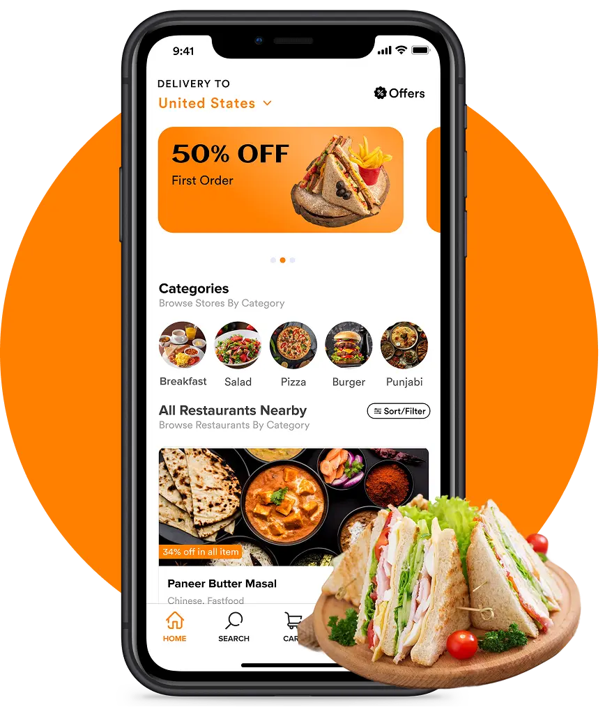 Uber Eats clone app interface