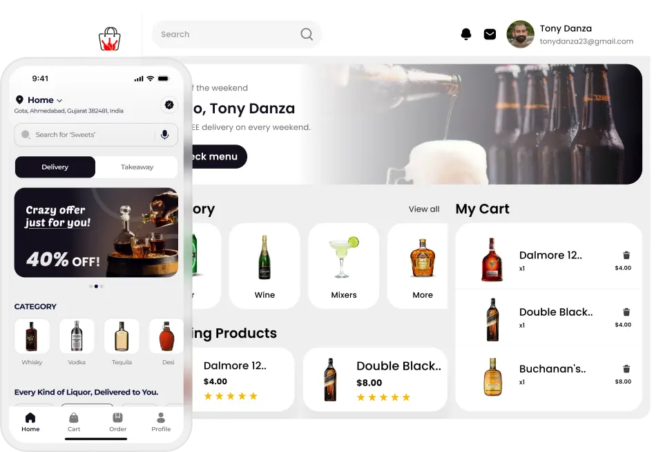 Online alcohol delivery software interface