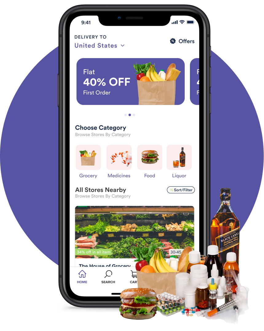 Rappi clone app interface
