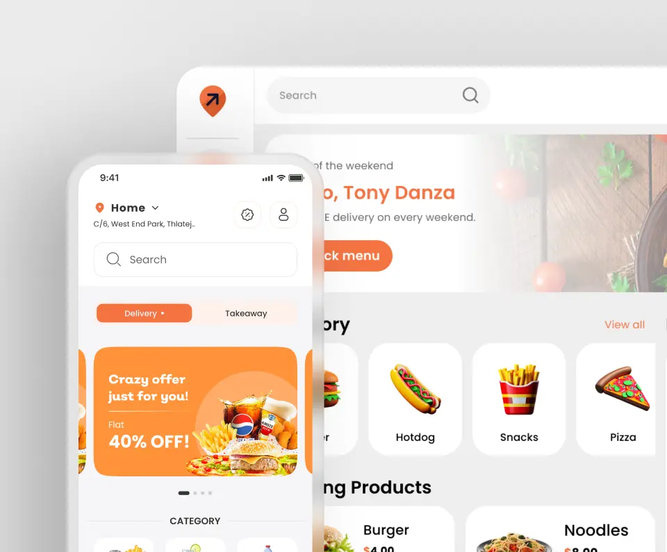 Food delivery startups online ordering app and dashboard